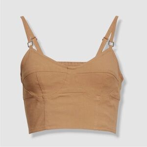 A.L.C. Mila linen-blend cropped bustier tank top